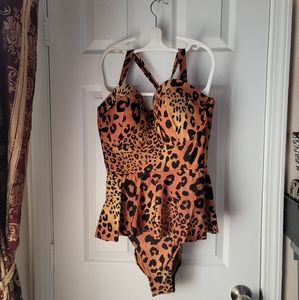 Forever 21  leopard Print. 3X Plus Size. One Piece Bathing Suit.
